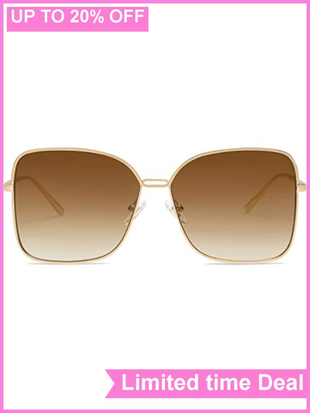 Oversized Square Sunglasses UV400 Metal Frame Unisex